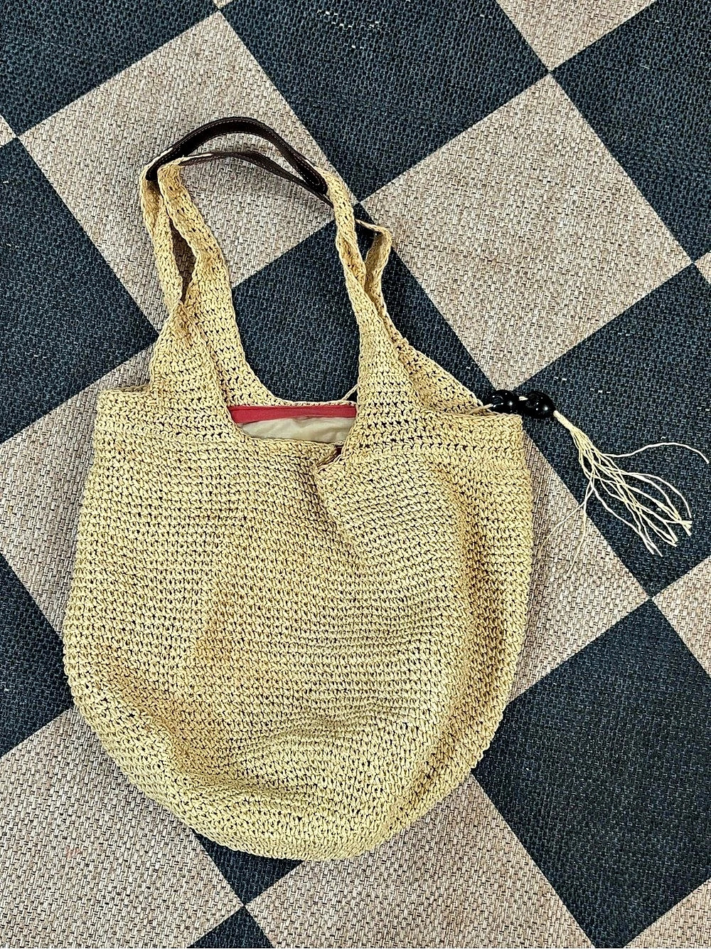 Woven Shoulder Bag in Beige
